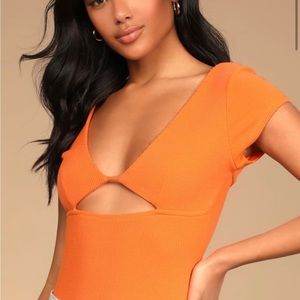 Lulus Orange Cutout Bodysuit